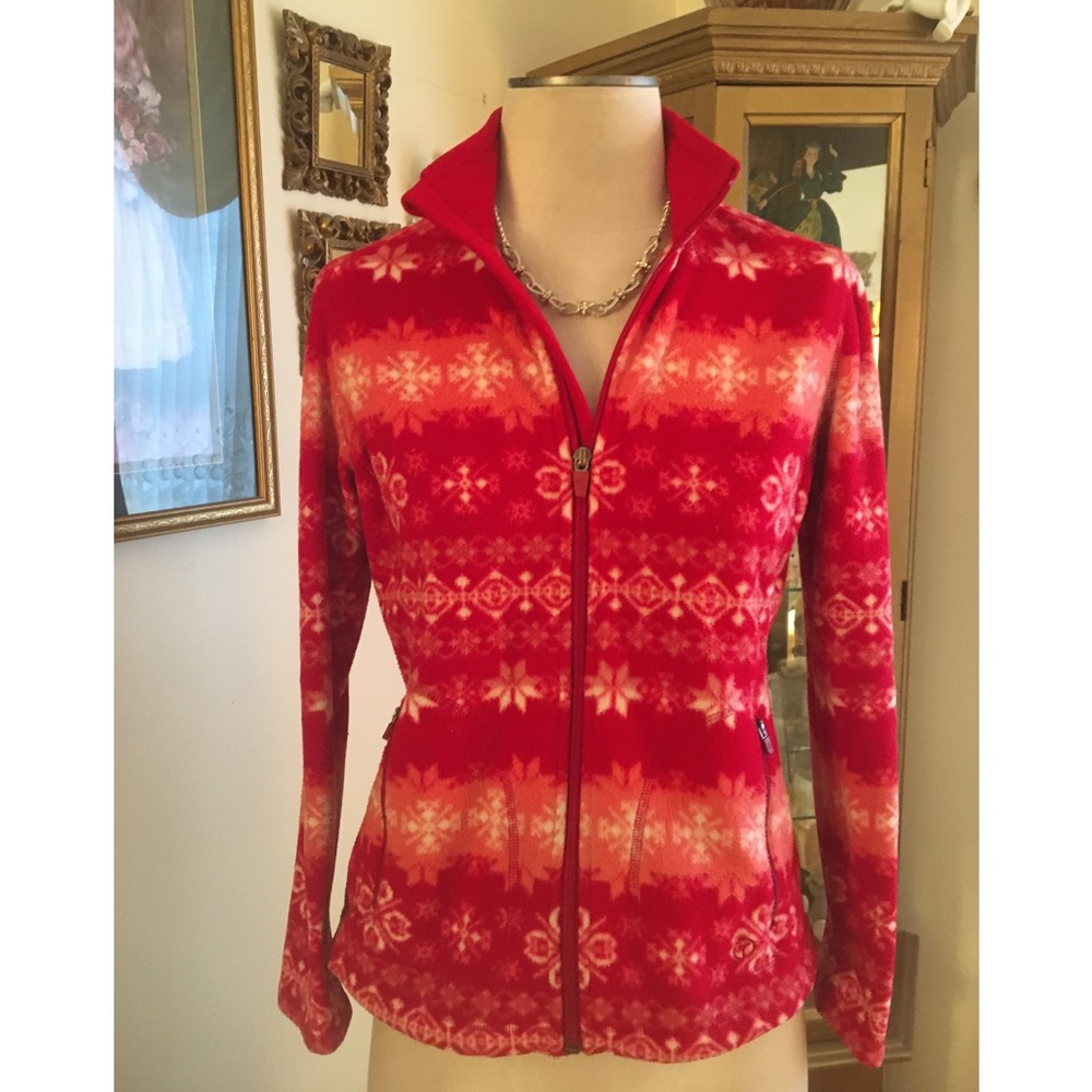Talbots Snowflake Zip Up Fleece Jacket Size Sp - image 1